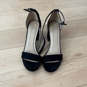 Classic Black Ankle-Strap Block Heels